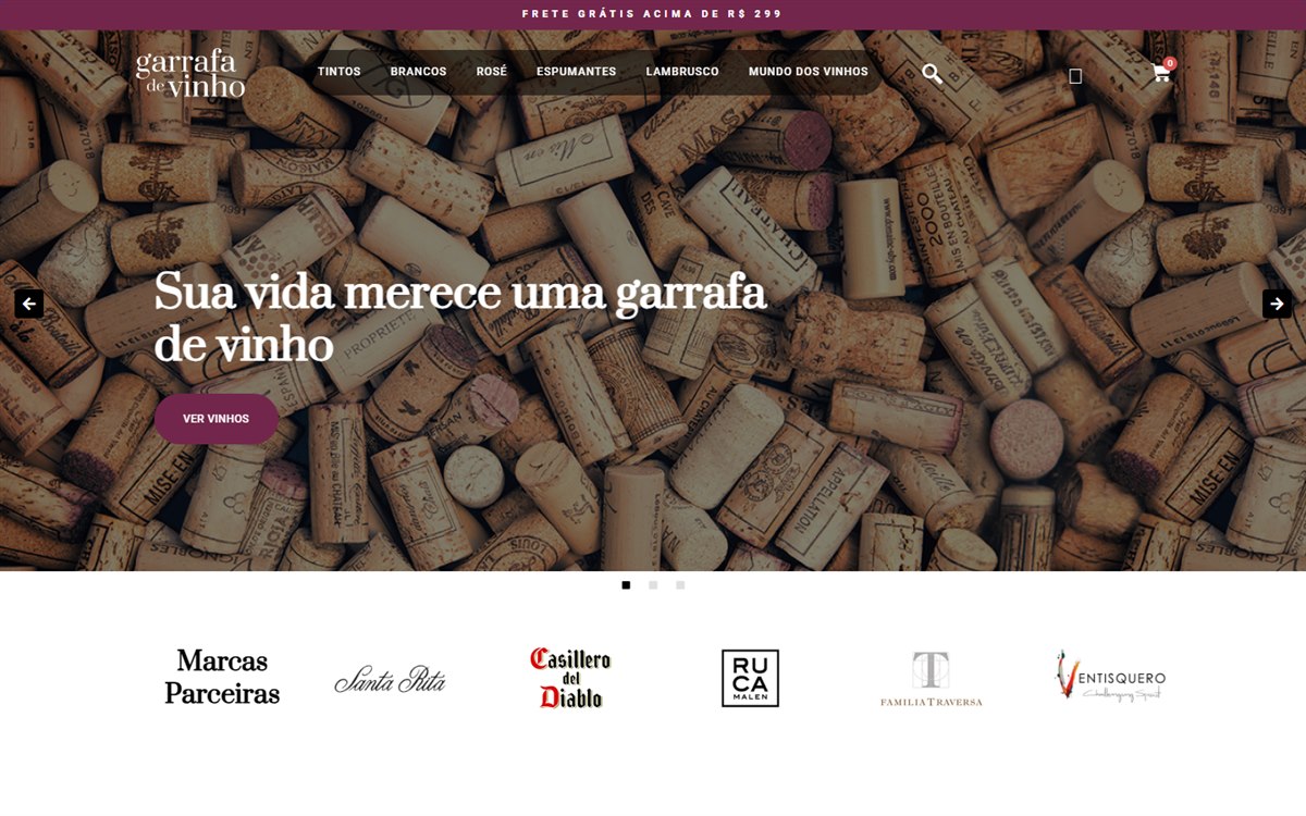Página inicial do projeto Garrafa de Vinho